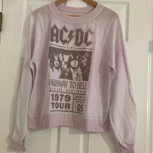 Recycled Karma AC/DC Highway To Hell Sweatshirt Pink XS - Picture 3 of 9